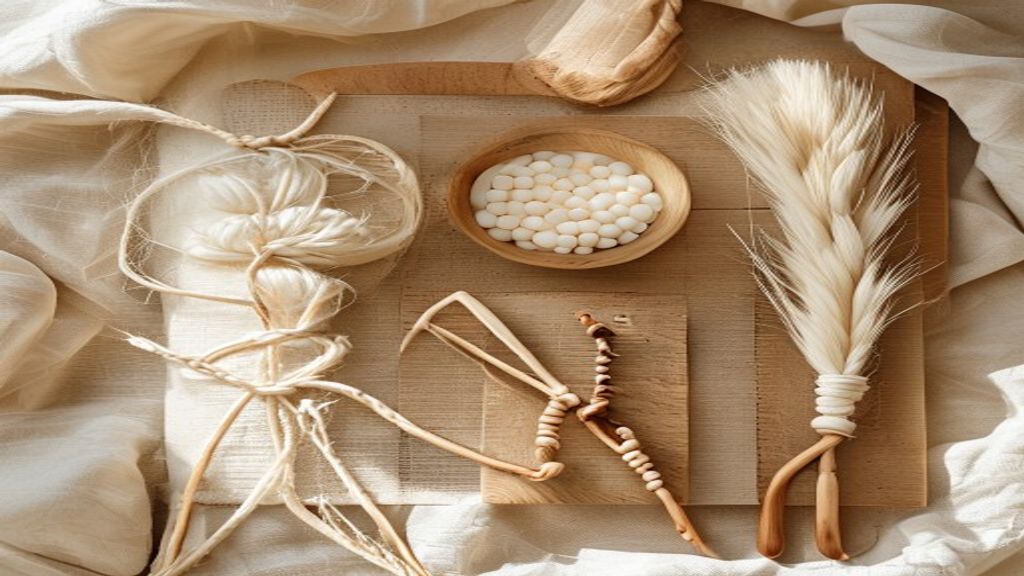 3mm üçlü büküm ve tek büküm makrome ipi karşılaştırması — ekru bobinler yan yana