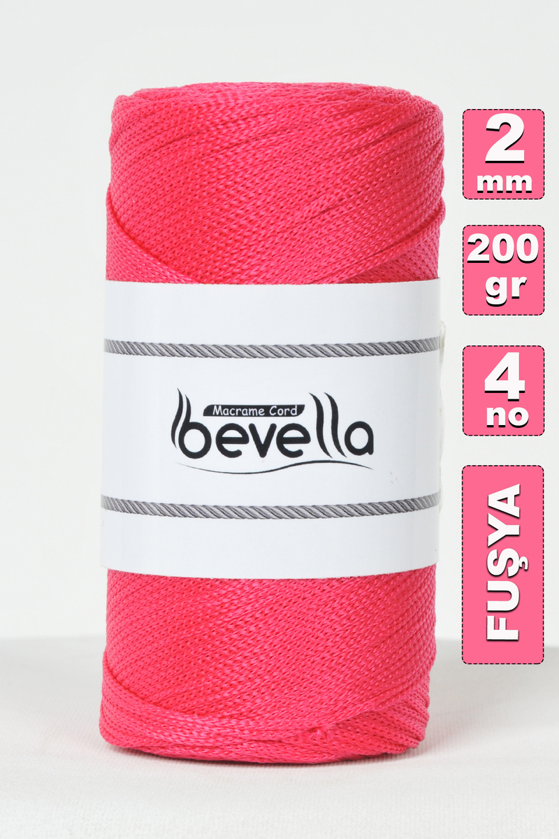 Polyester-Makramee-Kordel Fuchsia 2mm - Bevella
