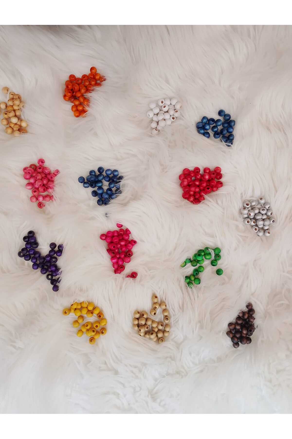 10mm Kırmızı Ahşap Boncuk 50gr Makrome Aksesuar