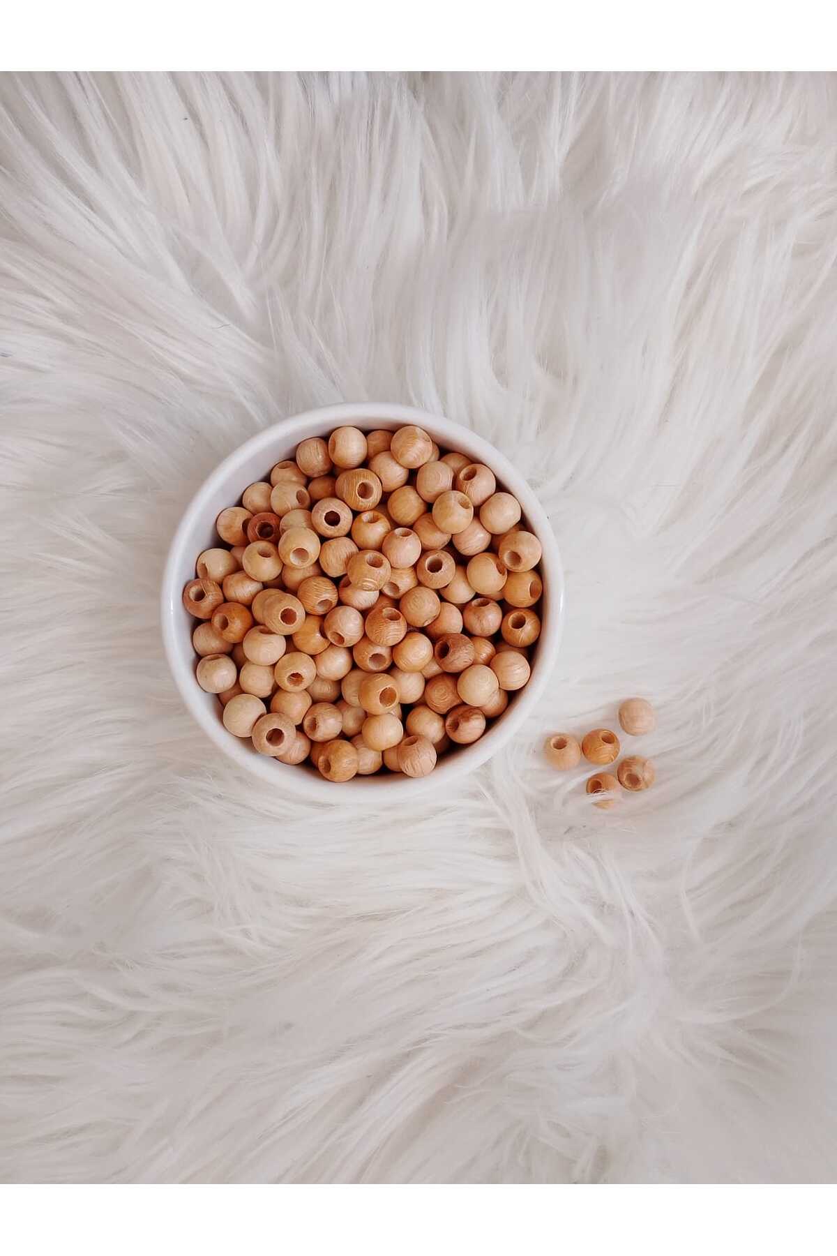 10mm Krem Ahşap Boncuk 50gr Makrome Aksesuar