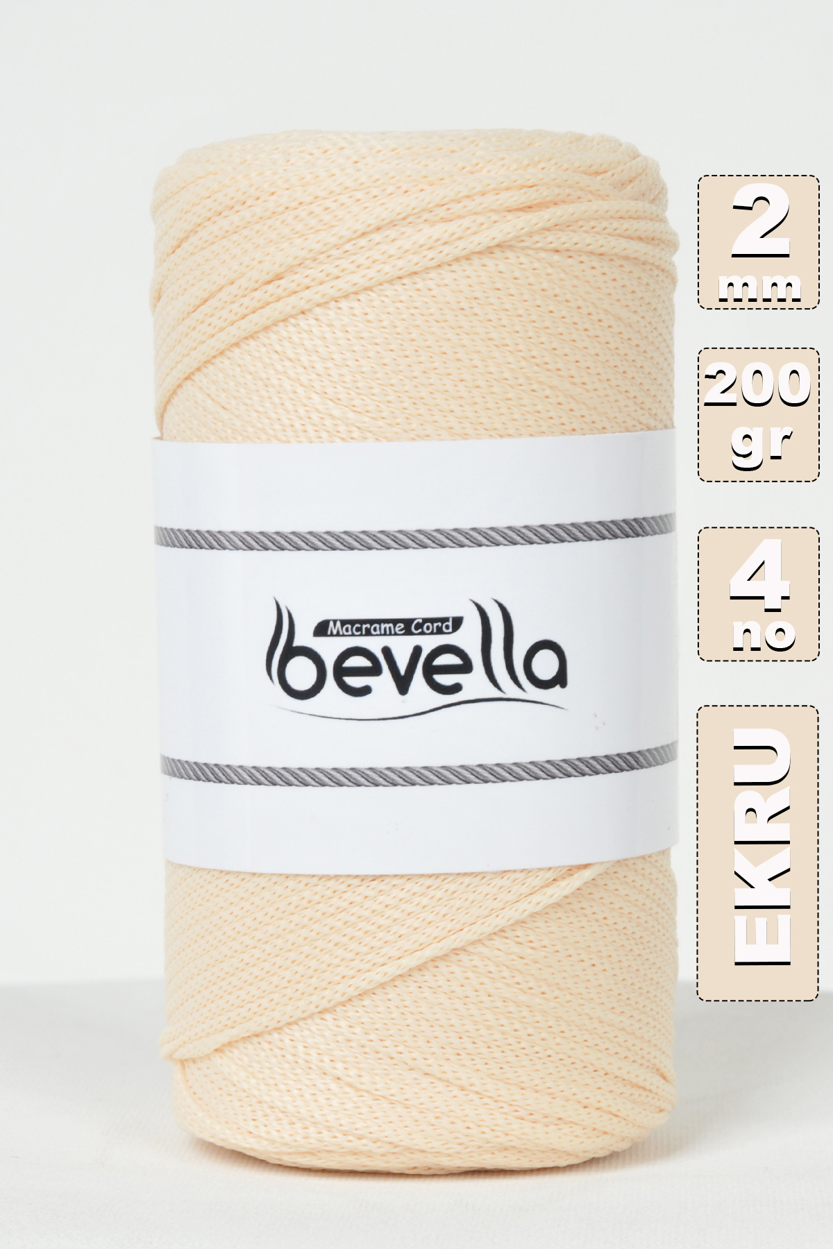2mm Ekru Polyester Makrome İpi - Bevella Macrame