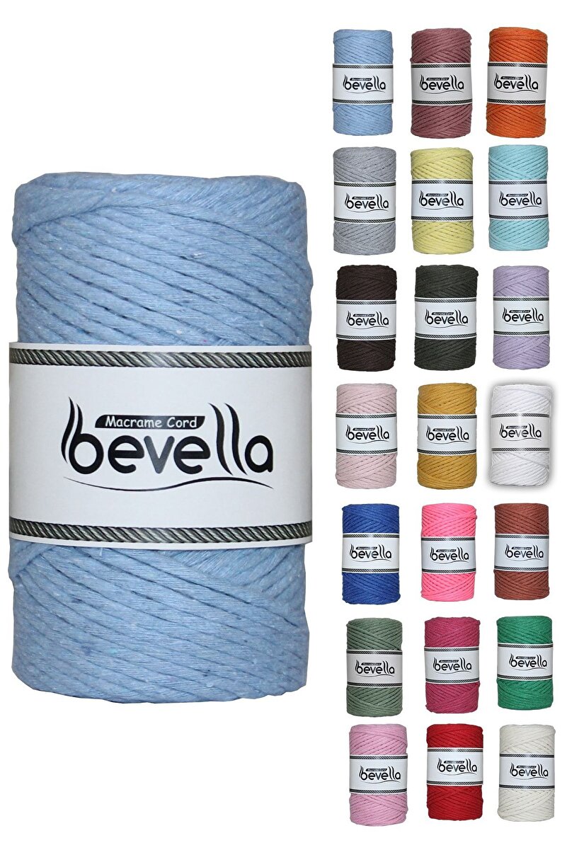 3mm Bebe Mavisi Taranabilir Pamuk Makrome İpi - Bevella Macrame