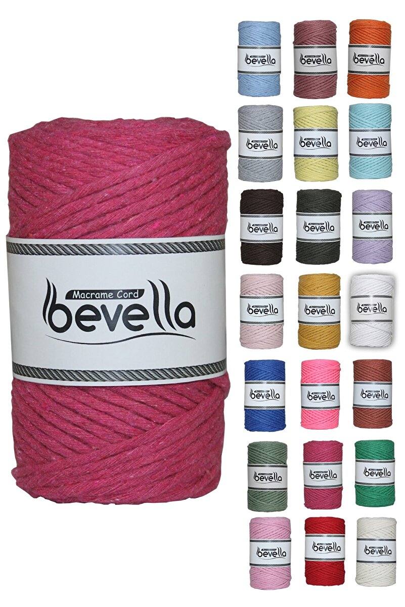 3mm Fuşya Taranabilir Pamuk Makrome İpi - Bevella Macrame