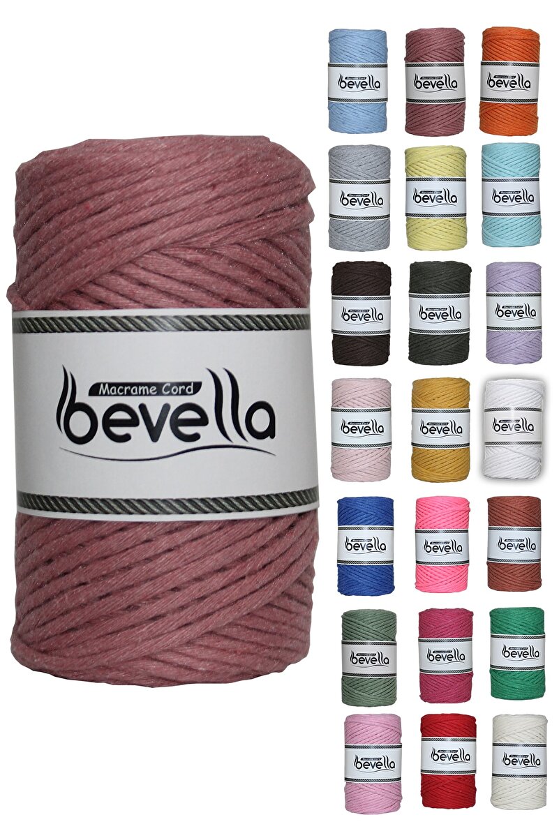 3mm Gül Kurusu Taranabilir Pamuk Makrome İpi - Bevella Macrame