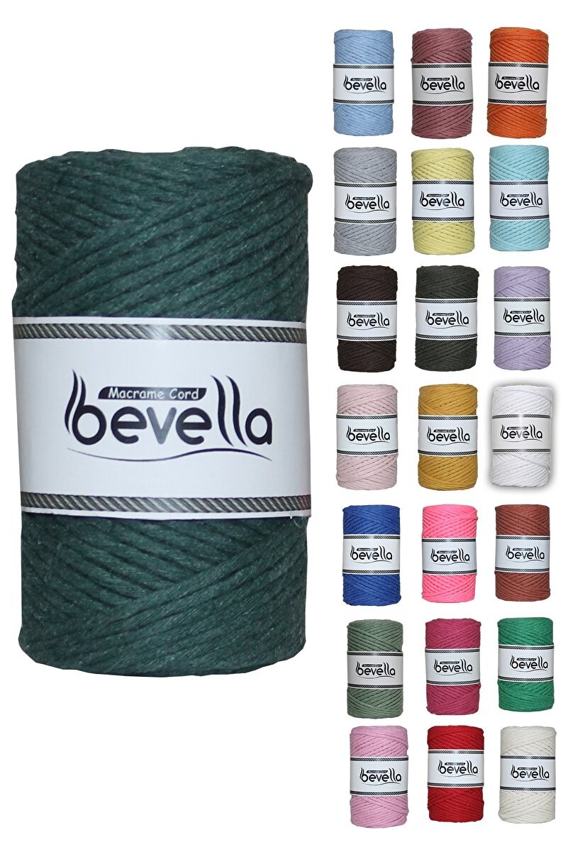 3mm Nefti Yeşil Taranabilir Pamuk Makrome İpi - Bevella Macrame
