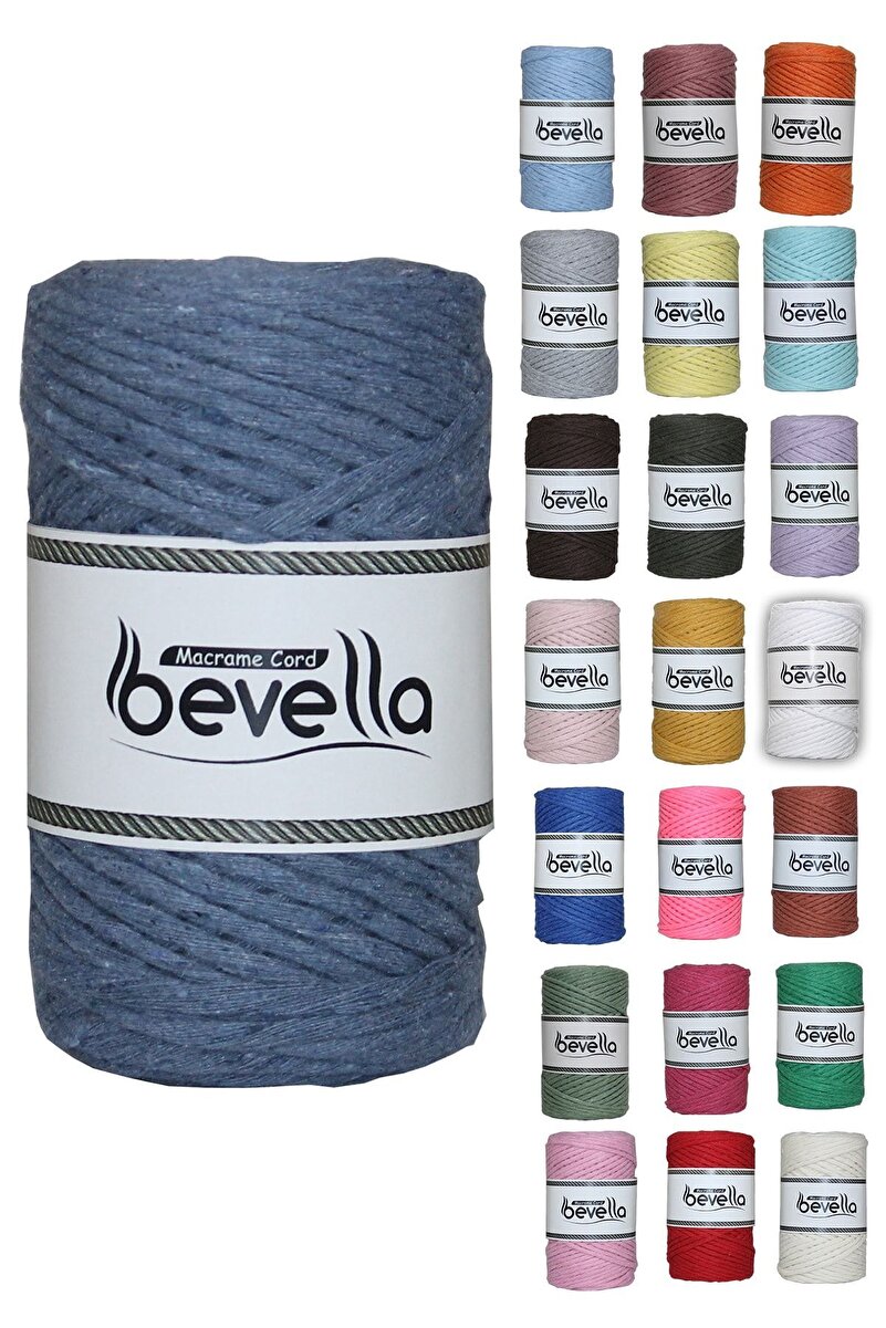 3mm Petrol Mavisi Taranabilir Pamuk Makrome İpi - Bevella Macrame
