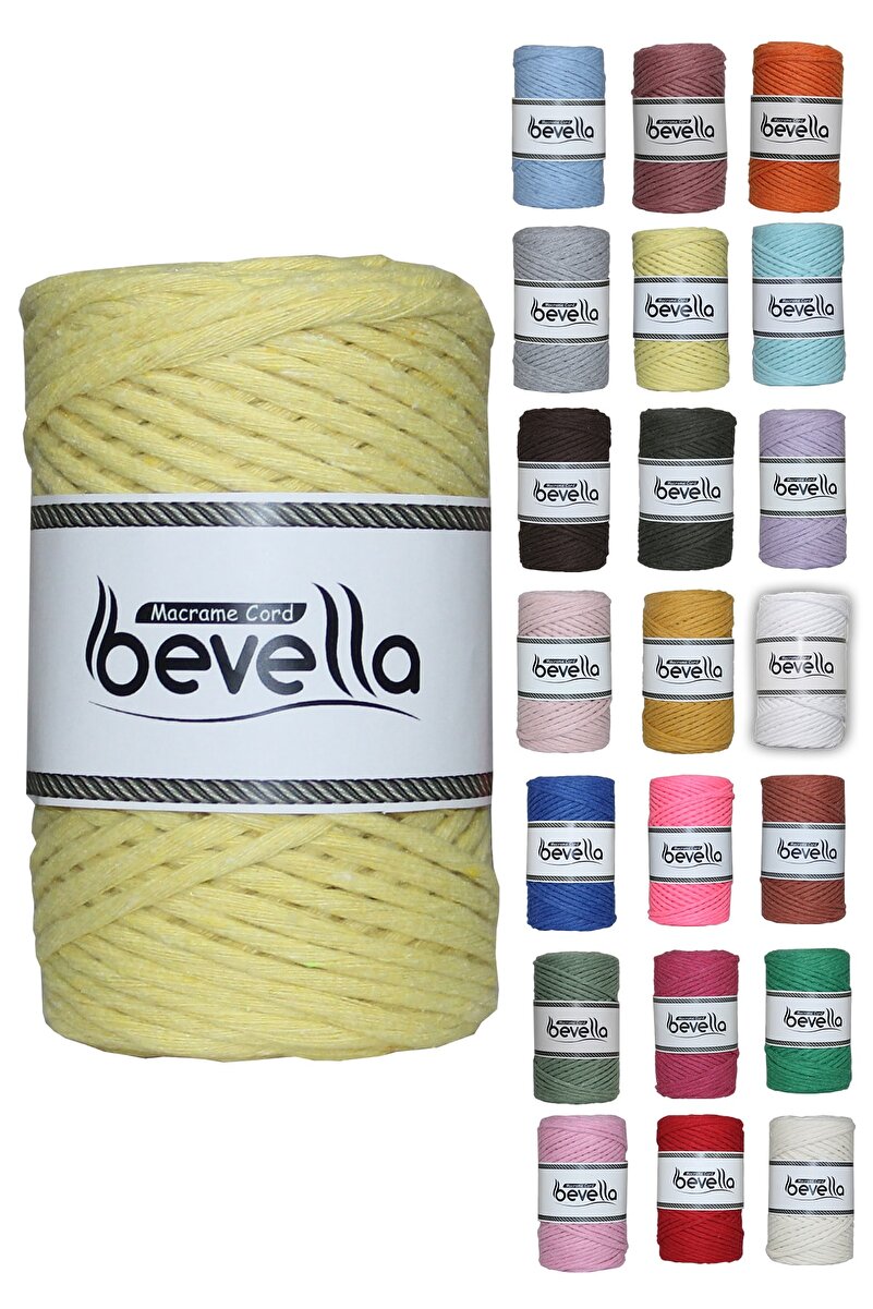 3mm Sarı Taranabilir Pamuk Makrome İpi - Bevella Macrame