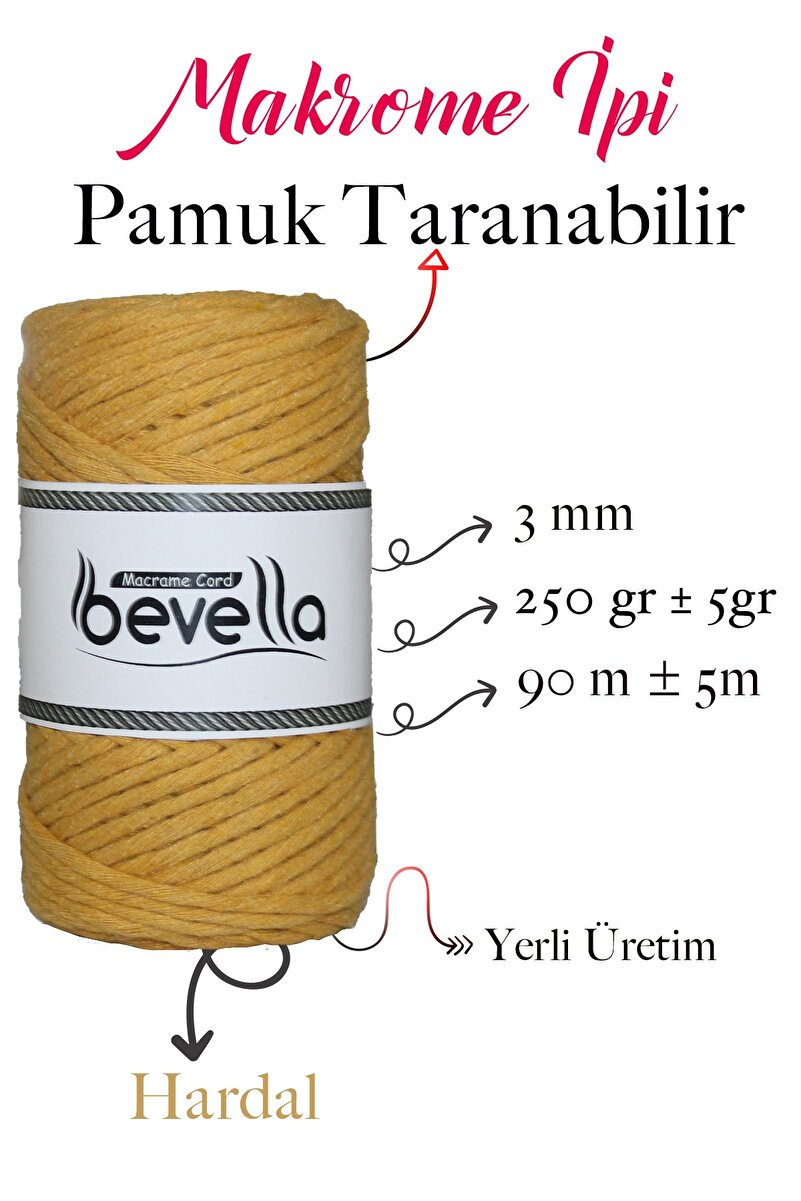 3mm Turuncu Taranabilir Pamuk Makrome İpi – Tek büküm (taranabilir) - Detay Görüntü