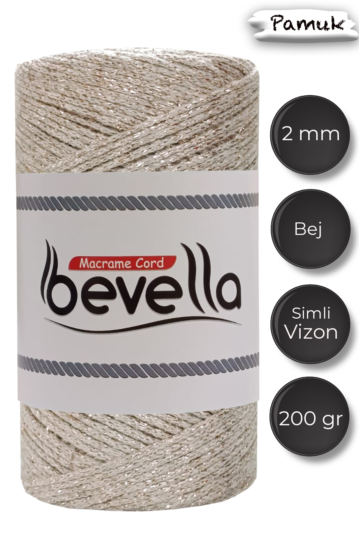 2mm Fuşya Ultra Simli Makrome İpi - Bevella Macrame