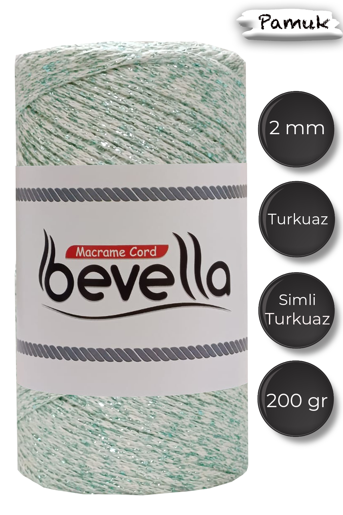 2mm Turkuaz Ultra Simli Makrome İpi - Bevella Macrame