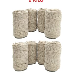 2 Mm - 200 gr Polyester Ekru Makrome Ipi Polyester Makrome Ip Supla Ip Ve Çanta Ipliği