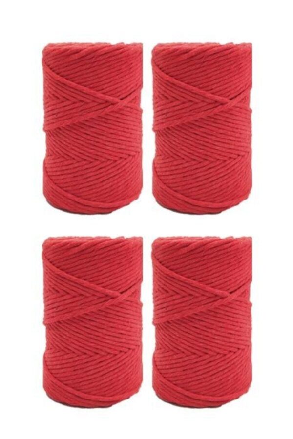 Kırmızı 1 Kg Makrome Tarama Ipi Pamuk 3.0 / 3.5 Mm 4x250 gr